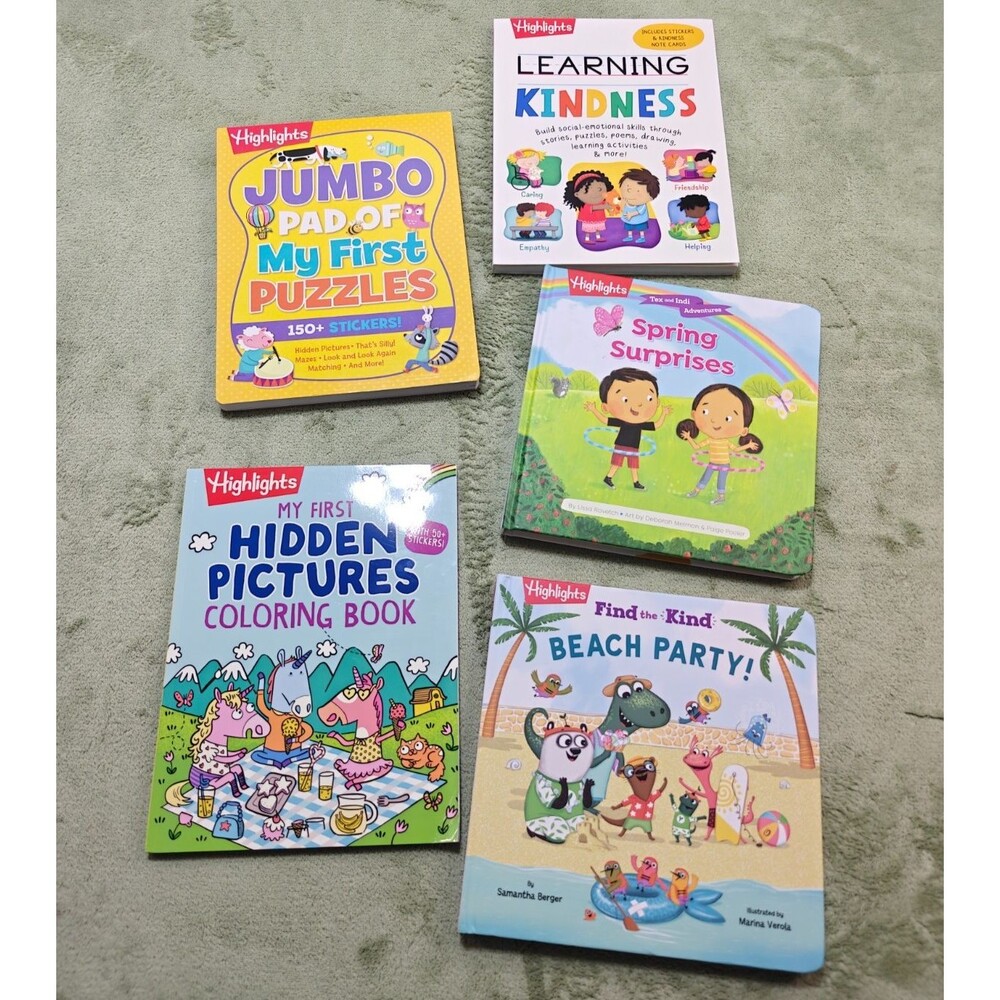 Highlights For Children Book Lot 5 Jumbo Puzzles Coloring Beach Party Kindness